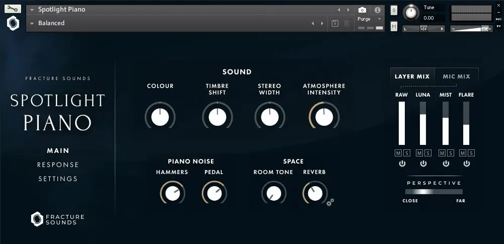 Fracture Sounds Spotlight Piano Main GUI